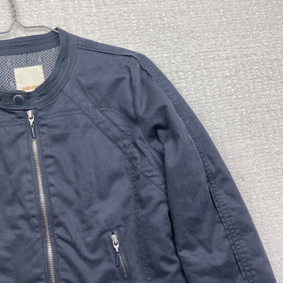 Y2K Diesel Moto Biker Jacket Women’s Size S Washed Navy Blue Zip Up Vintage - Picture 4 of 14